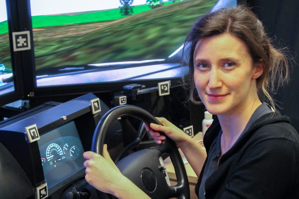 Seated at driving simulator April 2018