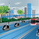 graphic of downtown toronto traffic with CN Tower in background