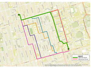 Route outlined on map