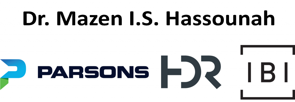 Dr. Mazen I.S. Hassounah, logos of Parsons, HDR, and IBI