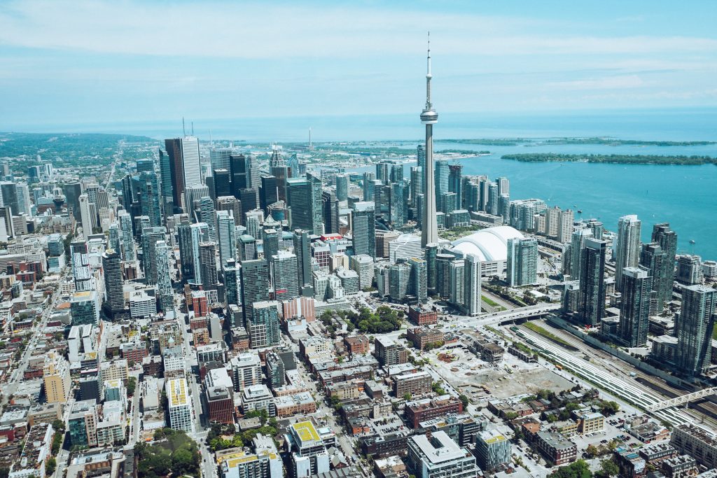 aerial view of Toronto and Lake Ontario