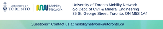 logo and wordmark, mailing address, contact email address mobilitynetwork@utoronto.ca