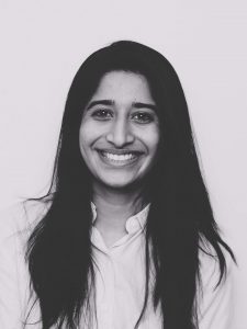 black and white head shot of Drishya Nair