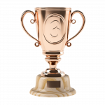 bronze trophy with number 3